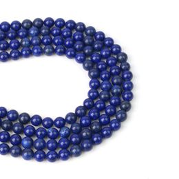 Natural Stone Beads Lapis Lazuli Round Loose Stone Beads For Jewelry Making DIY Bracelet Necklace Accessories 15'' 4/6/8/10/12mm