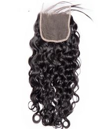 9A Water Wave Lace Closure Brazilian Virgin Human Hair Jerry Curl Natrual Color 44 Lace Closure Part Middle Part1648906