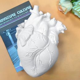 Hot Creative Anatomical Heart Vase Resin Flower Pot Heart Shape Vase Countertop Desktop Ornament Table Desk Flower Vase Decor
