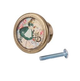 2 Pieces Vintage Retro Cabinet Door Cupboard Bin Handle Pulls Knob Furniture Hardware -Girls and Rabbit