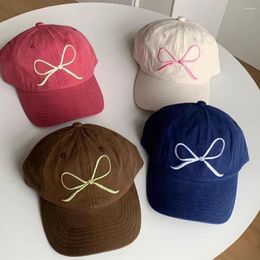 Ball Caps Women Girls Baseball Cap DIY Outdoor Sunscreen Breathable Show Face Small Hat Peaked Cotton Bow Pattern Embroidered