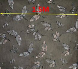 1 Yard Sequins Embroidered Butterfly Dragonfly Lace Fabric for Dress,Diy Tissue Patchwork Sewing Material 150CM Wide