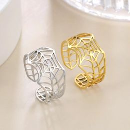 Cluster Rings COOLTIME Punk Cobweb Open For Men Women Stainless Steel Adjustable Animal Couple Gift Jewelry Wholesale