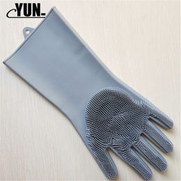 A Pair Cleaning Gloves Magic Silicone Scrubber Rubber Dusting| Dish Washing|Pet Care Grooming Bathroom Car|Insulated Kitchen 6D