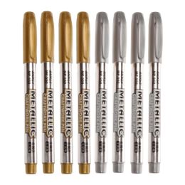 1/3/4pcs/lot Permanent Paint Marker Pens Gold /Silver For Drawing Students Supplies DIY Metallic Waterproof Marker Craftwork Pen