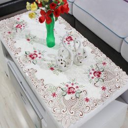 Modern Square Lace Embroidery Tablecloth Table Cloth Mantel Dining Tea Coffee Cover Nappe Kitchen Christmas Wedding Decor