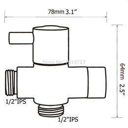 1/2 to 3/4 Chrome 3 Way Diverter Valve 4/8 to 6/8 Shower water distributor, shower nozzle switch 1 to 2 ways connector converter