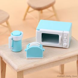 1 Set 1:12 Dollhouse Mini Microwave Bread Maker Kettle Kitchenware Doll Cookware Child Toy Dollhouse Kitchen Accessory Model Toy