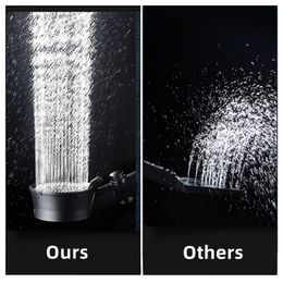 New Black Shower Head High Pressure Turbo Shower One-key Stop Water Water Saving with Small Fan Bathroom Accessorie Rain Shower