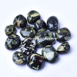 Chinese Writing Tumbled Stones Irregular Polished Chrysanthemum Gemstones Natural Bamboo Leaf Jasper Quartz Crystal