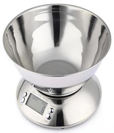 5kg 1g Stainless Steel Kitchen Food Scale LCD Digital Electronic Kitchen Weight Scales with Bowl Alarm Timer Temperature Sensor Y26254967