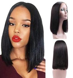 Brezilya İnsan Saçı Dantel Bob Wig Düz orta kısım Full Remy 10 12 14 Kadın Beauhair Wigs74191096202803