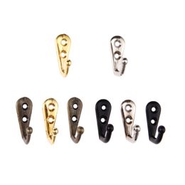 DRELD 5Pcs Wall Hanger Curved Buckle Horn Lock Clasp Hook Zinc Alloy Door Wall Hooks Hanger Black/Gold/Silver/Bronze w/Screws