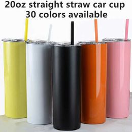 Mugs Wholesale 20oz Bulk Sublimation Blank White Skinny Tumbler Stainless Steel Tapered Water Bottle Cups With Lid and Straw 240410