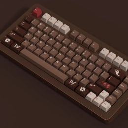 Combos Mechanical Keyboard Keycaps Walnut Color Design Cherry Profile PBT Material 5 Side DYE Sublimation ISO Enter For MX Switches
