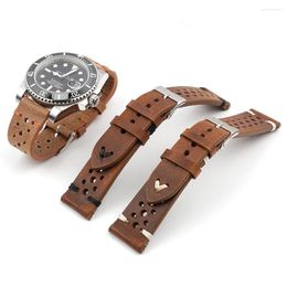 Watch Bands Retro Genuine Leather Strap Oil Wax Watchstrap18mm 20mm 22mm 24mm High Quality Cowhide Handmade Band Bracelet