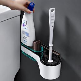 Wall-mounted Long-handled Toilet Cleaning Brush Storage Rack Is Suitable for Bathroom Floor Cleaning Bathroom Accessories