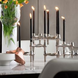 Luxury Silver Nordic Molecular Candle Holder Metal Candlestick Table Centrepiece Living Room Decor Ornament Gift set candelabra