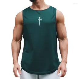 Men's Tank Tops Personalised Cross Summer Gym Top Mens Fitness Clothing Quick Dry Loose Bodybuilding Sleeveless Shirts Basketball Vest