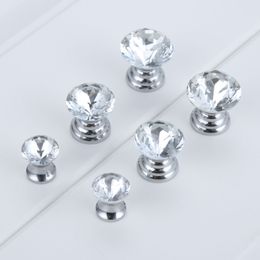 DRELD 5Pcs 12/18/20mm Clear Crystal Glass Jewellery Gift Box Drawer Knob Furniture Hardware Cupboard Handle Door Pull Home Decor