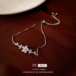 Korean Zircon Flower Adjustable Bracelet Exquisite, Light , Fashionable Design Sense Bracelet, Small and Versatile Handicraft