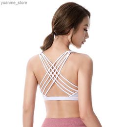 Yoga Outfits Fitness bra womens push ups strapless Crisscross straps running gym training yoga bra crop top Y240410