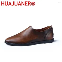 Casual Shoes Formal Men Leather Loafers Light Driving Zipper Soft Slip On Flat Designer Summer Comfortable