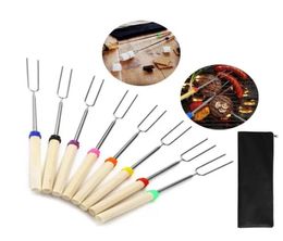 Kitchen Tools 32Inch Barbecue Fork Stainless Steel Marshmallow Roasting Stick Telescoping Smores Skewer For Dog BBQ Picnic Cam6844218