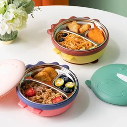 500ml stainless steel lunch box for kids dinosaur compartmentalized heated water insulation children's cutlery food containers