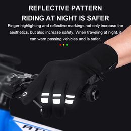 Black Winter Bicycle Gloves Outdoor Sports Cycling Touch Screen Gloves Add Velvet Windproof Waterproof Gloves Ski Hiking Gloves