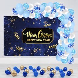 100PCS Blue Gold Agate Metallic Balloons Arch Kit Wedding Birthday Party Latex Gender Reveal Confetti Garland Decor Balaos