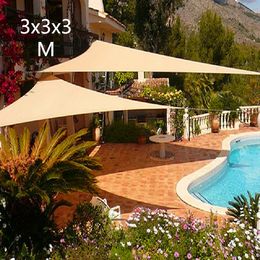 3X3X3M Triangle Outdoor Awnings Waterproof Sun Shade Sail Garden Canopies For Terrace Canvas Awning Pool Garden Sun-Shelter