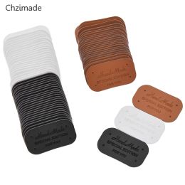 Lychee Life 24Pcs Handmade Clothes Garment PU Leather Labels Jeans Bags Shoes Tags Diy Sewing Accessories