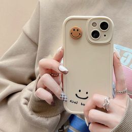 Cute 3D Smiley Couple Phone Case For iPhone 11 13 12 14 15 Pro Max XS XR X 14 Plus Good Luck Soft Back Cover Bumper