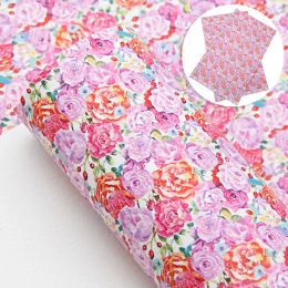 20*33cm Spring Flower Lychee Pattern Faux Leather Sheets Soft Synthetic Fabric for Earring Bags Bow Jewellery Wallet DIY Craft