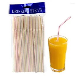 Disposable Cups Straws 100pcs Plastics Colourful Plastic Curved Drinking Straw Bendable Flexible For Birthday Wedding Christmas