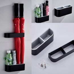 Black Portable Wall Mounted Umbrella Stand Rack Solid Colour Umbrella Storage Holder Shelf for Home Office Umbrella Holder