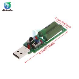 2X10W USB Mini Discharge Interface Load Resistor with Switch 1A 2A LED Battery Capacity Voltage Discharge Resistance Tester Tool