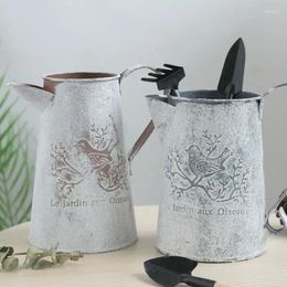 Vases Vintage Metal Flower Vase Pitcher Jug Coffee Pot Shaped Tin Retro Jugs For Home Party Festival Decor