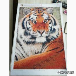 AZQSD Full Kits Square Diamond Painting Tiger Cross Stitch DIY 5D Needlework Diamond Embroidery Sale Animal Home Decoration