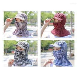 Wide Brim Hats Women Neck Cap Sun Fisherman's Hat With Mesh Breathable Mask Outdoor Worker Anti-UV Full Face Cover Sunscreen Sunshade