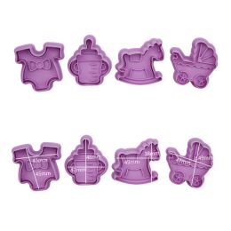4Pcs/Set DIY Stamp Biscuit Mold 3D Cookie Plunger Cutter Pastry Decorating Food Fondant Baking Mould Tool