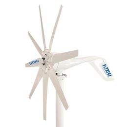 China Factory 8 Blades Wind Turbine Generators 2000W 12V 24V 48V Small Wind Turbines For Home With MPPT Controller