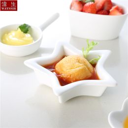 Star Shaped Super White Snack Dish Porcelain Breakfast Buffet Sauce Dish Household Ceramics Tableware Butter Bowl Oil Dispenser