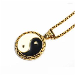 Pendant Necklaces Chinese Style Fashion Retro Hip Hop Tai Chi Bagua Stainless Steel Mens Necklace Chain Drop Delivery Jewellery Pendants Dh2Ab