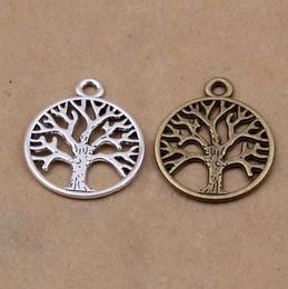 Whole30pcs Tree of the life Vintage Bronze Tone Antique Silver Pendant Charms For DIY handmade 25mm20mm9193120