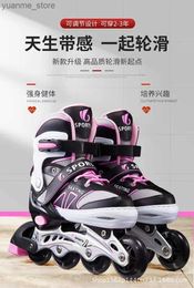 Inline Roller Skates Mesh Breathable Roller Skate Shoes Ajustable Inline Skating Sneakers Children Boys Girls 4-Wheel For Outdoor Sports Y240410