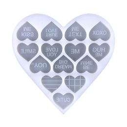 Love Heart Ear Studs Earrings UV Crystal Epoxy Mould Letter Keychain Pendant Resin Silicone Mould DIY Crafts Jewellery Casting Tool