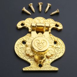 1pc Gold Box Latch Clasp 38*48mm/41*51mm Buckle Wooden Jewellery Box Vase Hasp Pattern Latch Lock Decorative