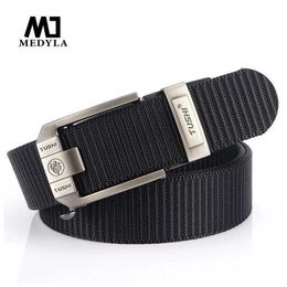 Belts MEDYLA Tactical Belt Nylon Military Belt Outdoor Metal Buckle Police Heavy Mens Training Hunting BeltC240410